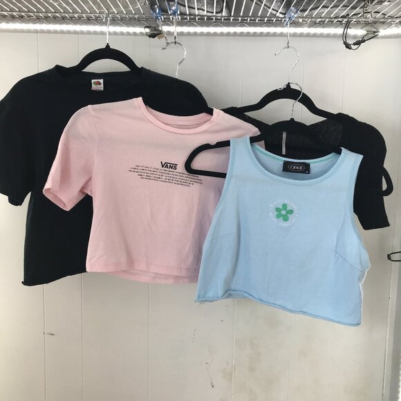 lot of 4 cropped shirts vintage, free people, vans, cider size XS/S - Picture 1 of 15